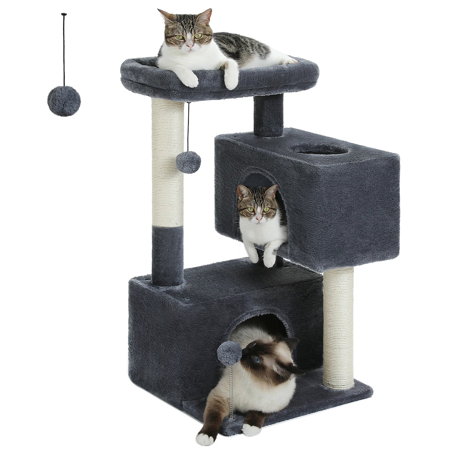 Large Cat Tree Tower for Indoor Use - Accommodates Cats Up to 10kg with Two Spacious Condos, Scratching Posts, and a Generous Perch