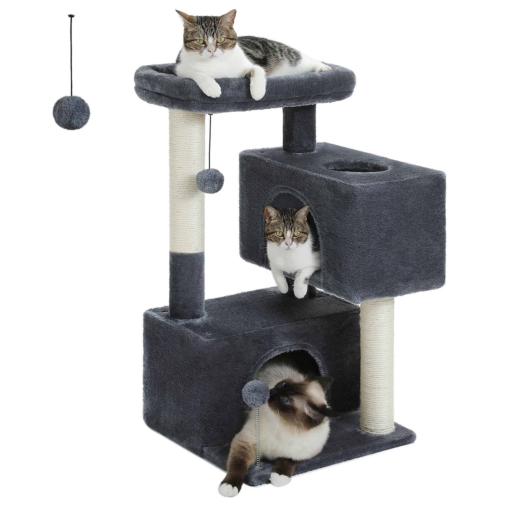 Large Cat Tree Tower for Indoor Use - Accommodates Cats Up to 10kg with Two Spacious Condos, Scratching Posts, and a Generous Perch