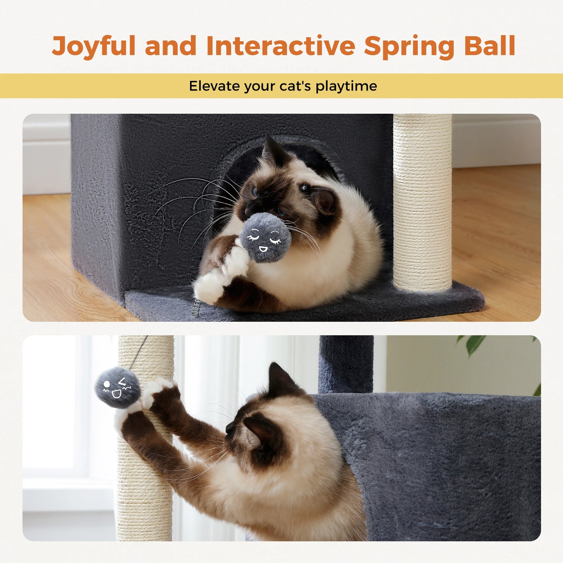 Large Cat Tree Tower for Indoor Use - Accommodates Cats Up to 10kg with Two Spacious Condos, Scratching Posts, and a Generous Perch