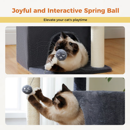 Large Cat Tree Tower for Indoor Use - Accommodates Cats Up to 10kg with Two Spacious Condos, Scratching Posts, and a Generous Perch