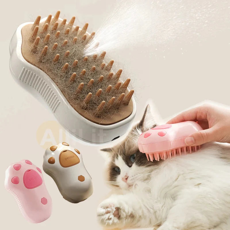Electric Cat Steam Grooming Brush – 3-in-1 Pet Comb with Water Spray for Cats and Dogs, USB Rechargeable
